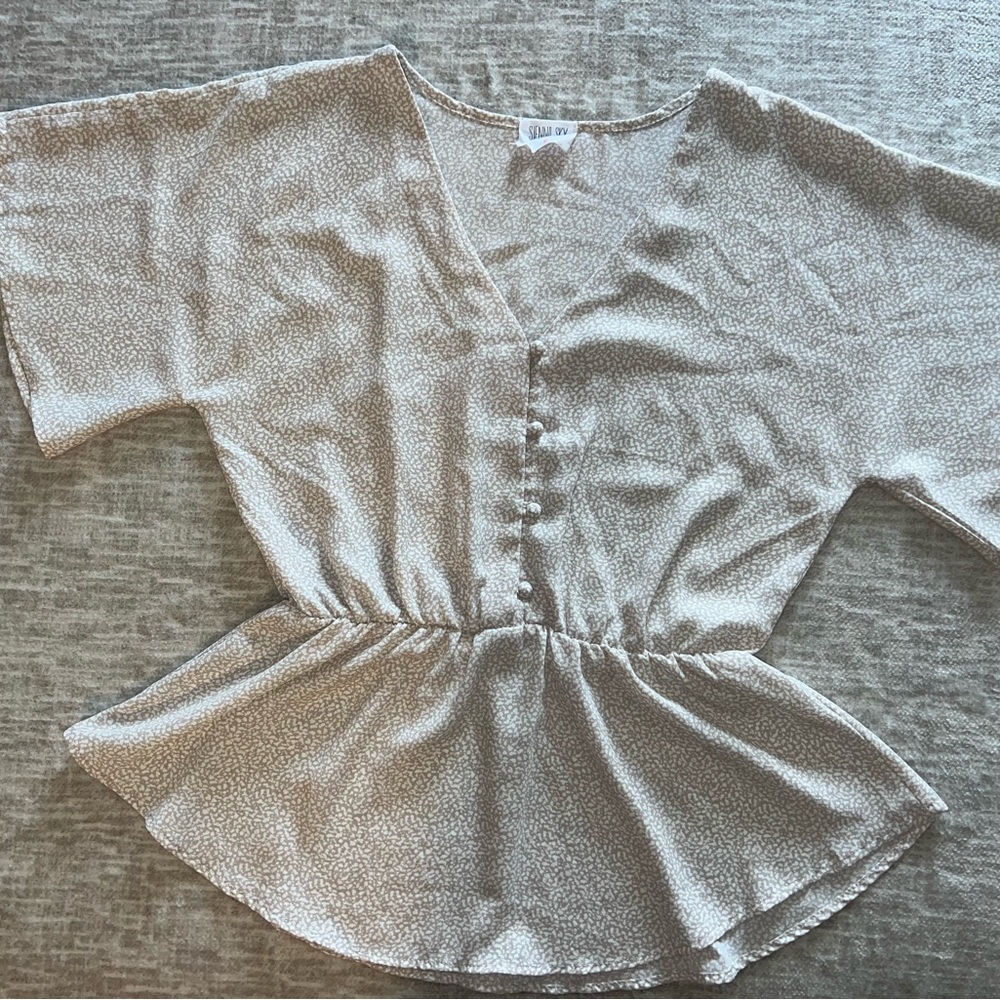 Women's Beige Button-Down Blouse